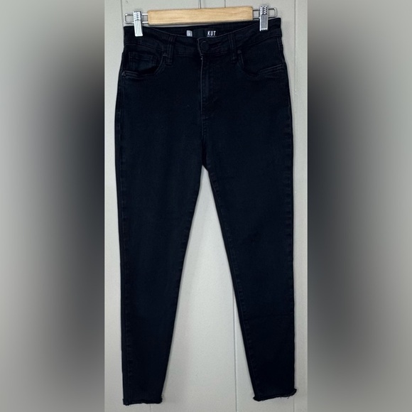 Kut From The Kloth Raw Hem Skinny High Rise Black Jeans Womens Size 2 - Picture 1 of 10